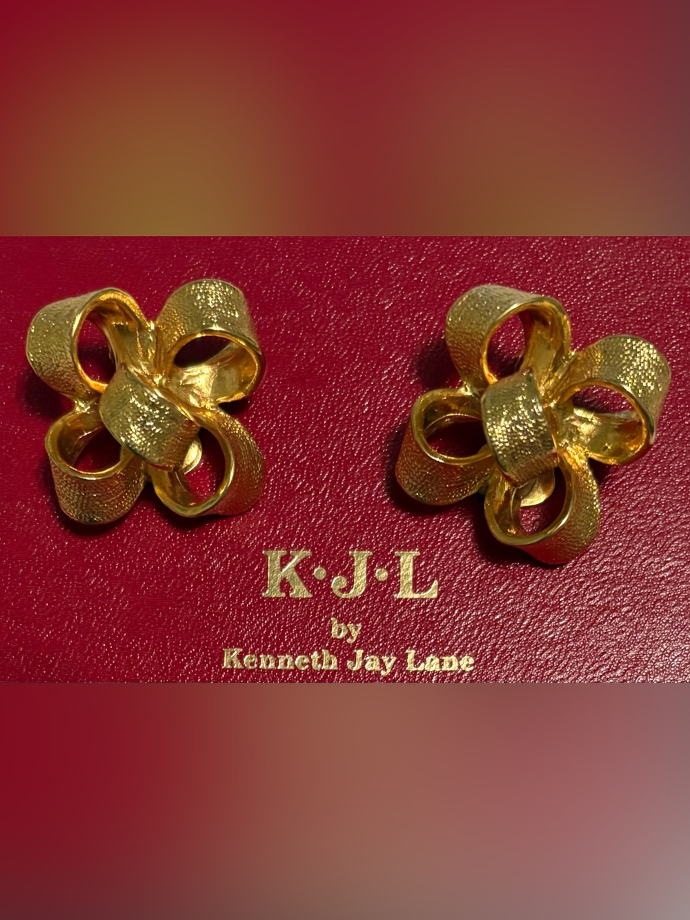Vintage Kenneth Jay Lane Shiny Gold Clip-On Earrings